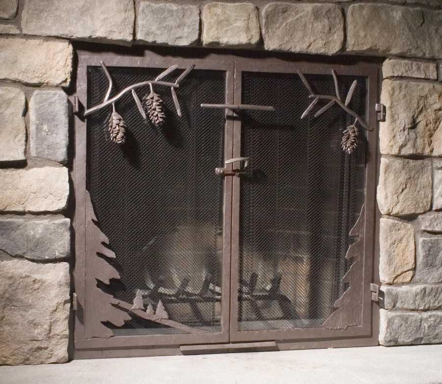 Mesh door fireplace screens